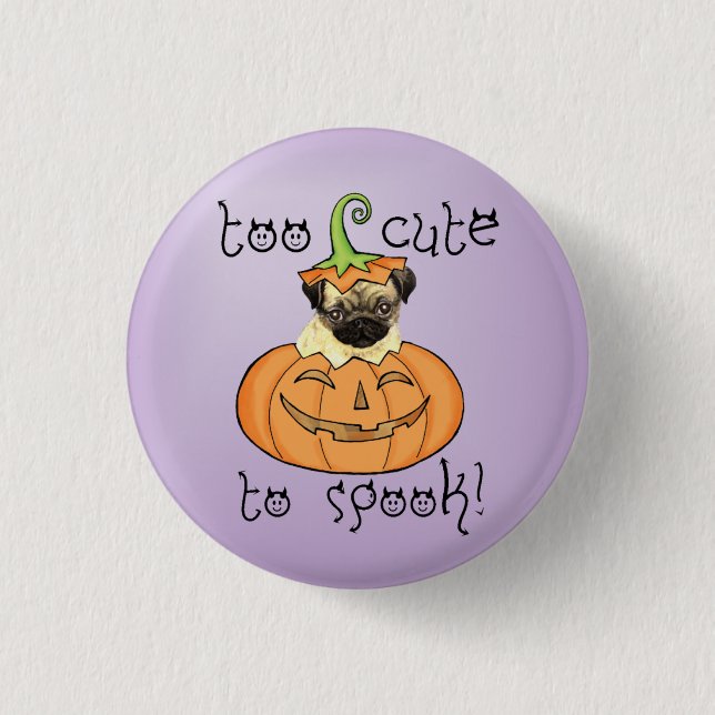 Halloween Pug Pinback Button (Front)
