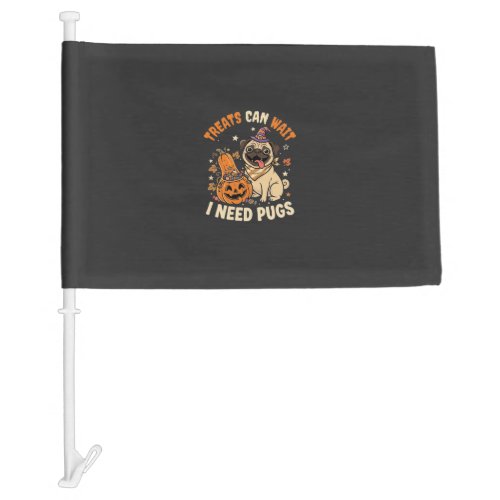 Halloween Pug Pumpkin Treats Car Flag