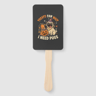 Halloween Pug Pumpkin Treats Hand Fan