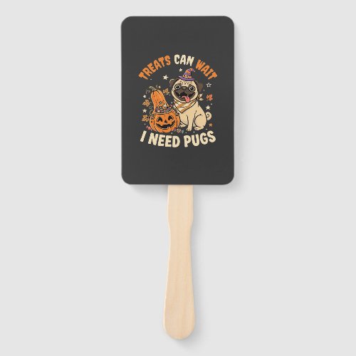 Halloween Pug Pumpkin Treats Hand Fan