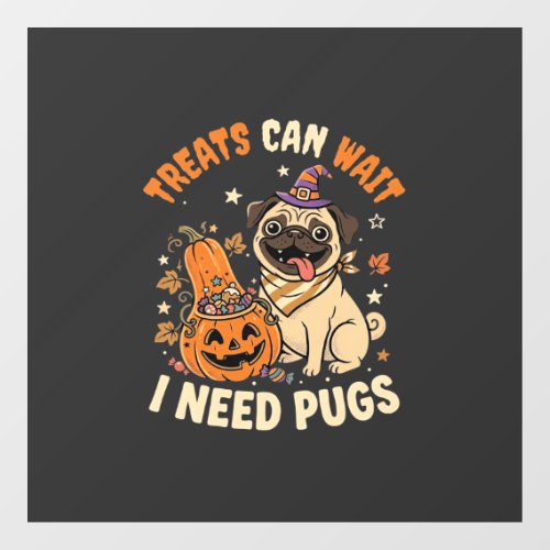 Halloween Pug Pumpkin Treats Window Cling