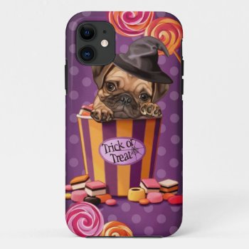 Halloween Pug Puppy Iphone 11 Case by MarylineCazenave at Zazzle