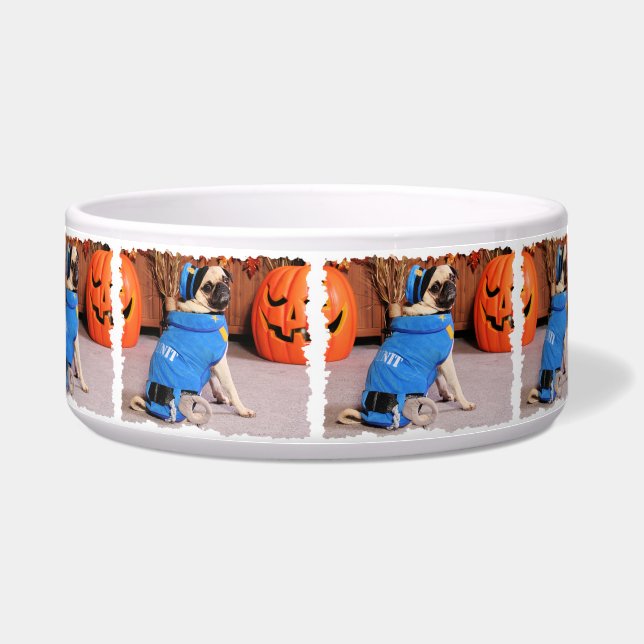 Halloween - Pug - QuaziMoto - Stephanie Bowl (Front)