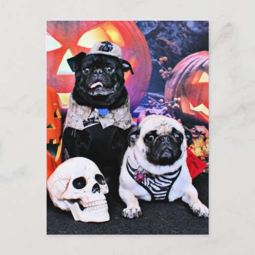 Halloween _ Pug _ Ruffy and Lola Postcard