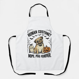 Halloween Pug Shirt Vintage Funny Dog Costume Art_ Apron