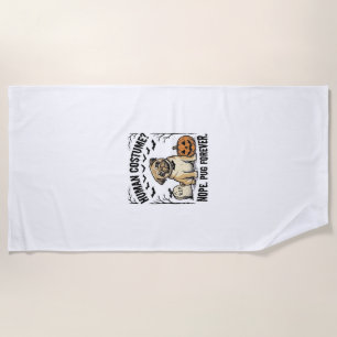 Halloween Pug Shirt Vintage Funny Dog Costume Art_ Beach Towel