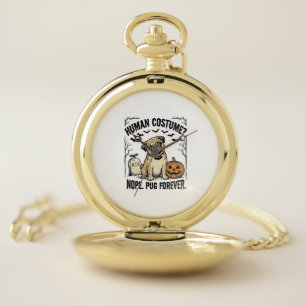 Halloween Pug Shirt Vintage Funny Dog Costume Art_ Pocket Watch