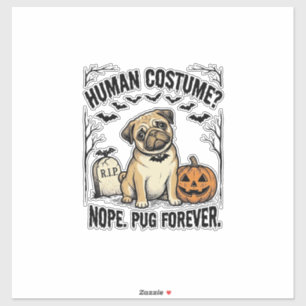 Halloween Pug Shirt Vintage Funny Dog Costume Art_ Sticker
