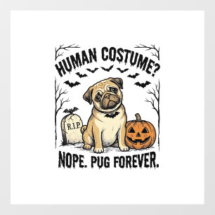 Halloween Pug Shirt Vintage Funny Dog Costume Art_ Window Cling