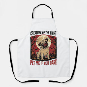 Halloween Pug Shirt with Spooky Graveyard Vintage Apron