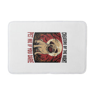 Halloween Pug Shirt with Spooky Graveyard Vintage Bath Mat