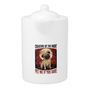 Halloween Pug Shirt with Spooky Graveyard Vintage Teapot