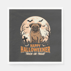 Halloween Pug Trick or Treat Moon Napkins