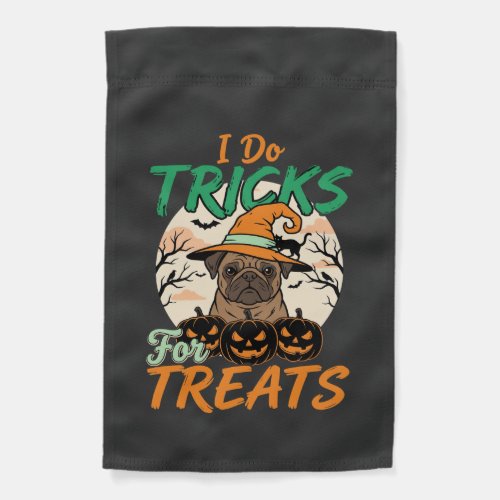 Halloween Pug Tricks for Treats Witch Garden Flag