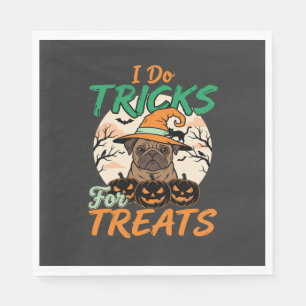 Halloween Pug Tricks for Treats Witch Napkins