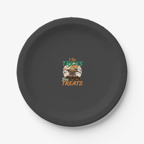 Halloween Pug Tricks for Treats Witch Paper Plates