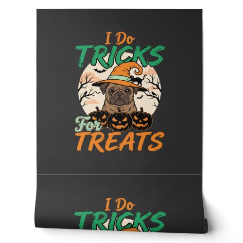 Halloween Pug Tricks for Treats Witch Wallpaper