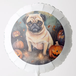 Halloween Pug With Pumpkins Scary Balloon