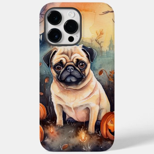 Halloween Pug With Pumpkins Scary Case_Mate iPhone 14 Pro Max Case