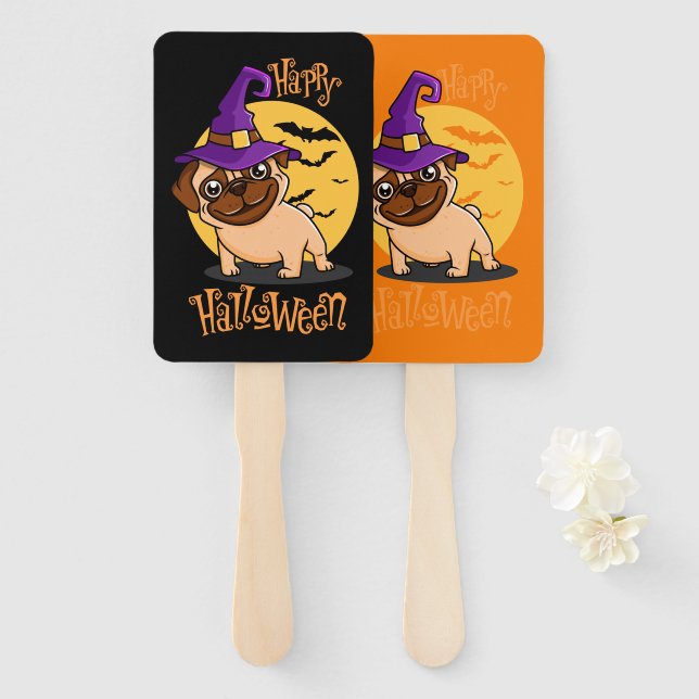 Halloween Puggy Hand Fans (Front and Back)