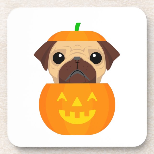 Halloween Pugkin  Beverage Coaster (Front)