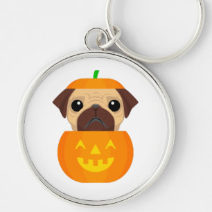 Halloween Pugkin Classic Round Sticker Keychain