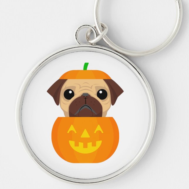Halloween Pugkin Classic Round Sticker Keychain (Front)