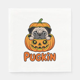 Halloween Pugkin, Pumpkin Pug Dog Napkins