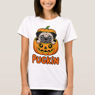 Halloween Pugkin, Pumpkin Pug Dog T-Shirt