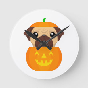 Halloween Pugkin     Round Clock