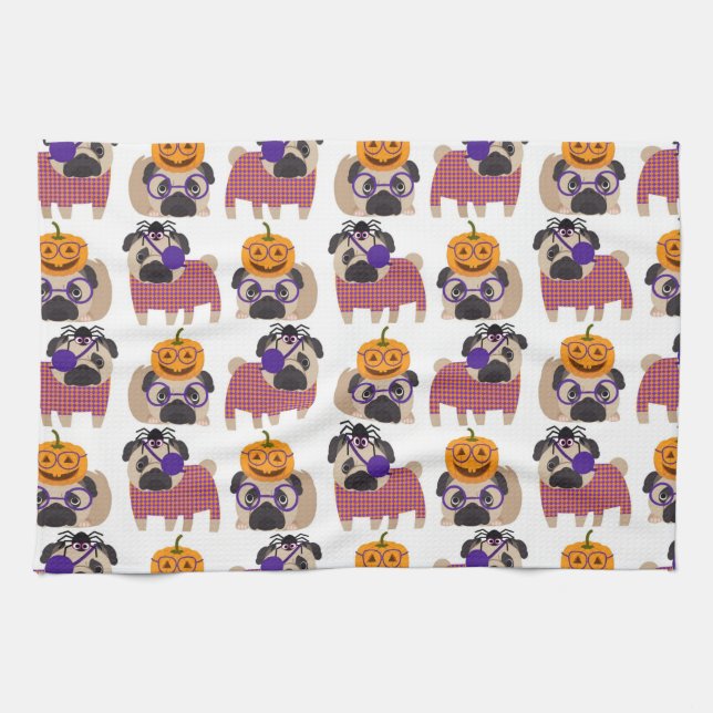 Halloween Pugs 2015 Kitchen Towel (Horizontal)