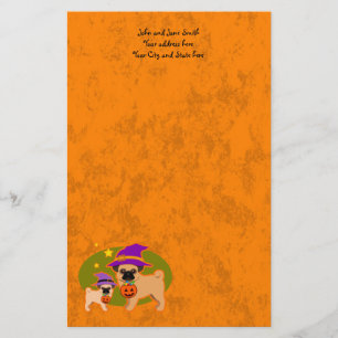 Halloween pugs stationery