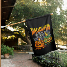 Halloween Pumkin House Flag
