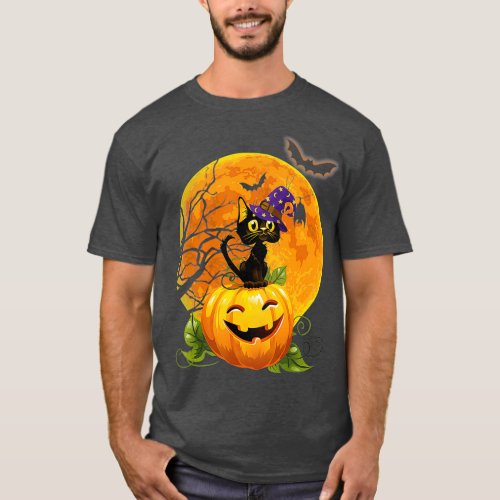 Halloween  Pumkin With Cat T_Shirt
