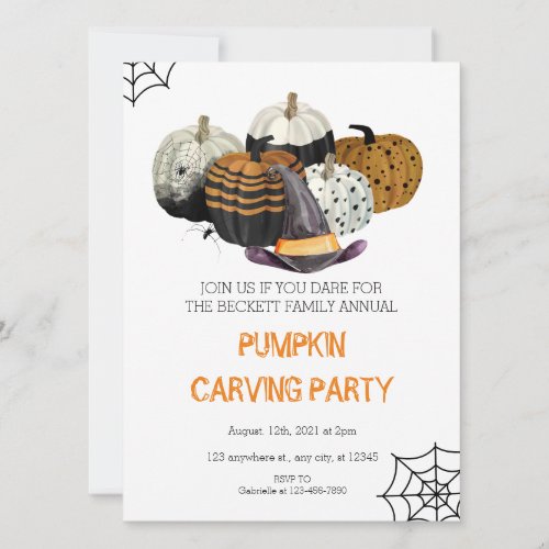 Halloween Pumkine Carving Party Invitation