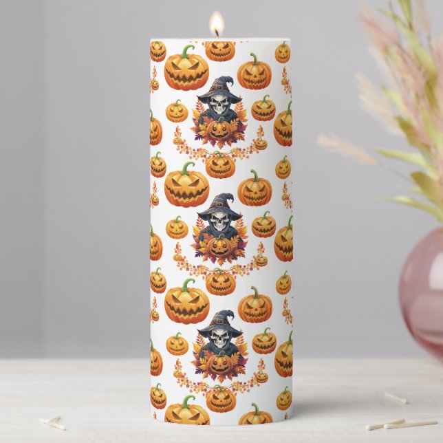 Halloween Pumpin Patch Pillar Candle (In Situ)