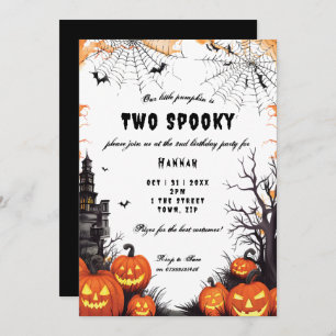 Halloween pumpkin 2nd birthday party invitation
