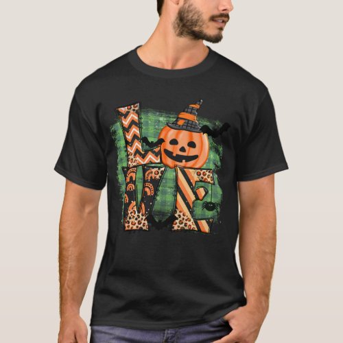 Halloween Pumpkin and Bat Love T_Shirt