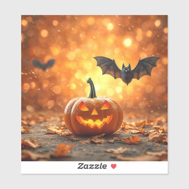 Halloween pumpkin and bat sticker (Sheet)