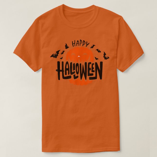 Halloween Pumpkin And Bats, Jack O Lantern Trick O T-Shirt (Design Front)