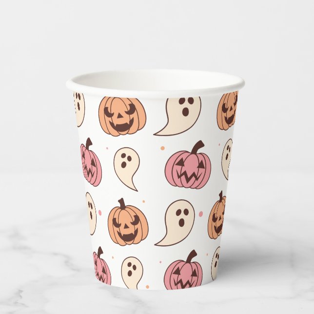 Halloween Pumpkin and Ghost Paper Cups (Front)
