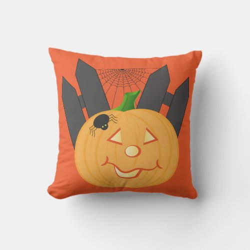 Halloween Pumpkin and Polka Dot Outdoor Pillow