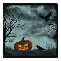 Halloween pumpkin and raven