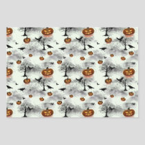 Halloween pumpkin and raven wrapping paper sheets
