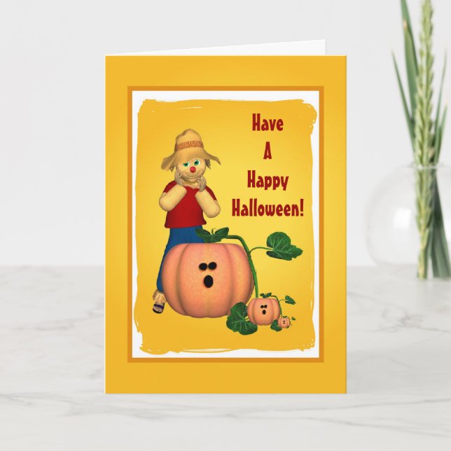 Halloween Pumpkin and Scarecrow Card (Front)