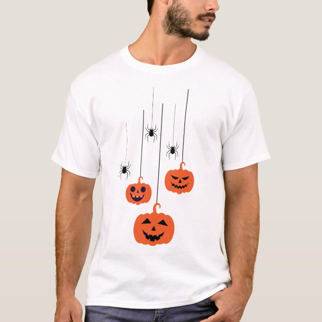Halloween pumpkin and spider Costumes Mens Womens T-Shirt (Front)