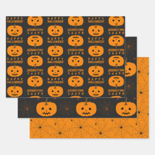 Halloween Pumpkin and Spider Web Paper Sheets