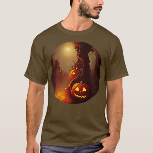 Halloween pumpkin and spooky tree T_Shirt