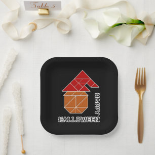 Halloween Pumpkin and Witch's Hat Paper Plates
