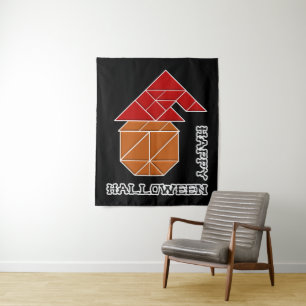 Halloween Pumpkin and Witch's Hat Tapestry